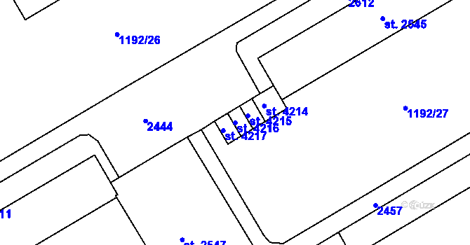 Parcela st. 4216 v KÚ Beroun, Katastrální mapa