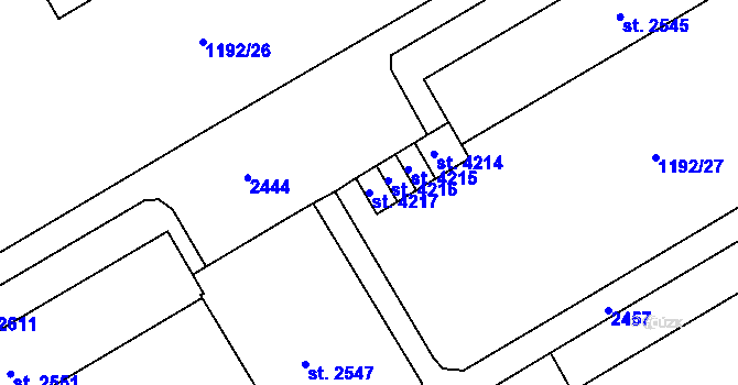 Parcela st. 4217 v KÚ Beroun, Katastrální mapa
