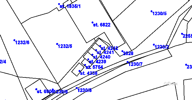 Parcela st. 4241 v KÚ Beroun, Katastrální mapa