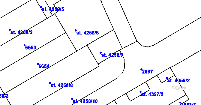 Parcela st. 4258/7 v KÚ Beroun, Katastrální mapa