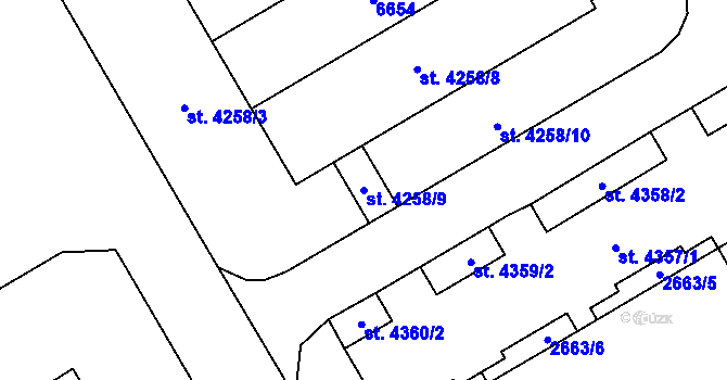Parcela st. 4258/9 v KÚ Beroun, Katastrální mapa