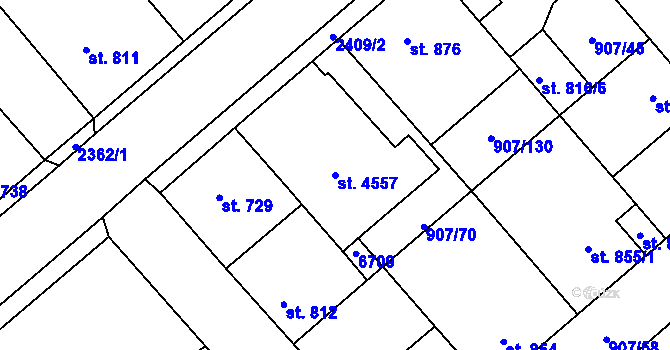 Parcela st. 4557 v KÚ Beroun, Katastrální mapa