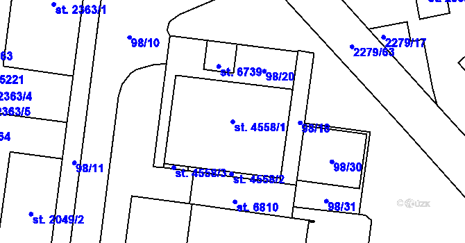 Parcela st. 4558/1 v KÚ Beroun, Katastrální mapa
