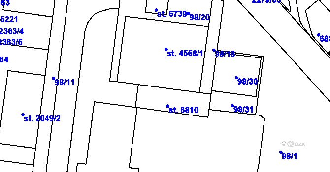 Parcela st. 4558/2 v KÚ Beroun, Katastrální mapa