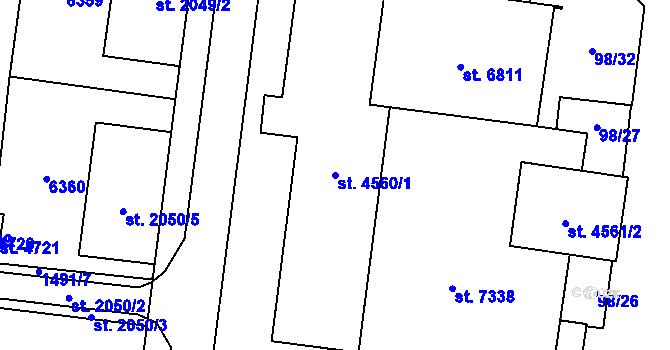 Parcela st. 4560/1 v KÚ Beroun, Katastrální mapa