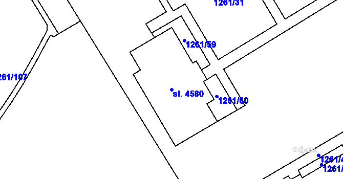 Parcela st. 4580 v KÚ Beroun, Katastrální mapa