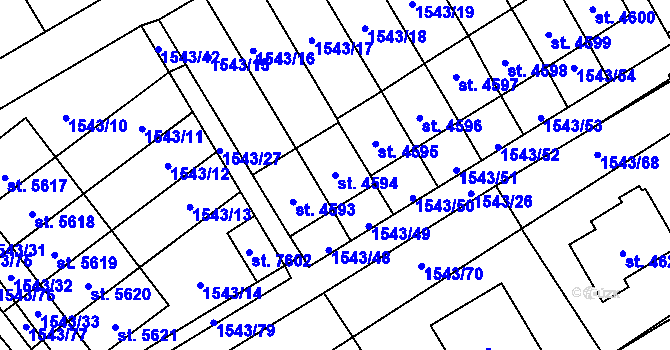 Parcela st. 4594 v KÚ Beroun, Katastrální mapa