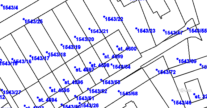 Parcela st. 4599 v KÚ Beroun, Katastrální mapa