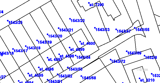 Parcela st. 4600 v KÚ Beroun, Katastrální mapa