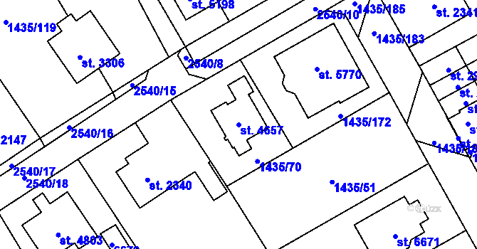 Parcela st. 4657 v KÚ Beroun, Katastrální mapa