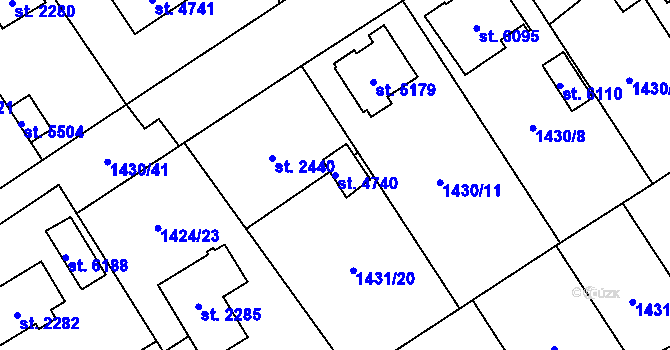 Parcela st. 4740 v KÚ Beroun, Katastrální mapa