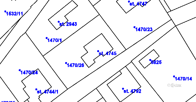 Parcela st. 4745 v KÚ Beroun, Katastrální mapa