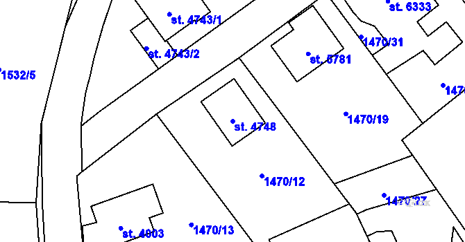 Parcela st. 4748 v KÚ Beroun, Katastrální mapa