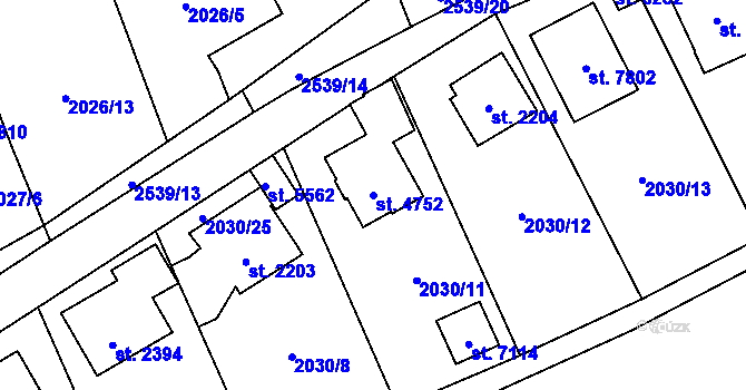 Parcela st. 4752 v KÚ Beroun, Katastrální mapa