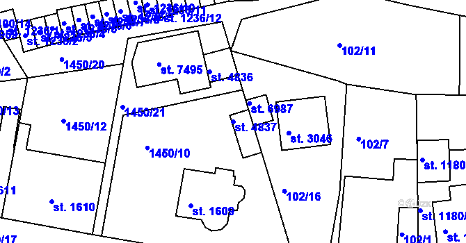 Parcela st. 4837 v KÚ Beroun, Katastrální mapa