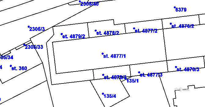 Parcela st. 4877/1 v KÚ Beroun, Katastrální mapa