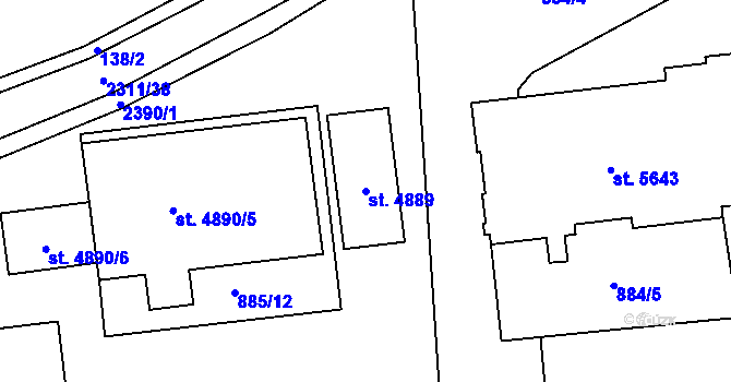 Parcela st. 4889 v KÚ Beroun, Katastrální mapa