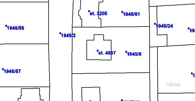 Parcela st. 4897 v KÚ Beroun, Katastrální mapa
