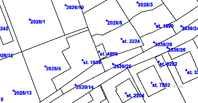 Parcela st. 4899 v KÚ Beroun, Katastrální mapa