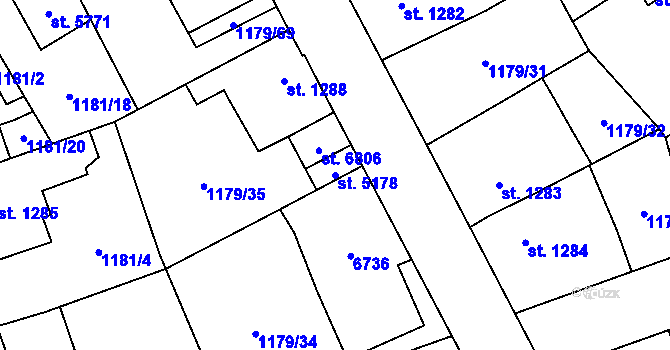 Parcela st. 5178 v KÚ Beroun, Katastrální mapa