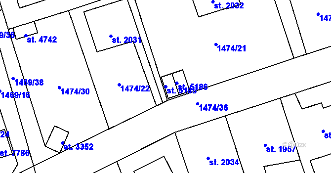 Parcela st. 5185 v KÚ Beroun, Katastrální mapa