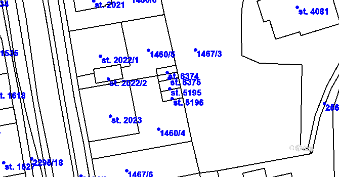 Parcela st. 5195 v KÚ Beroun, Katastrální mapa