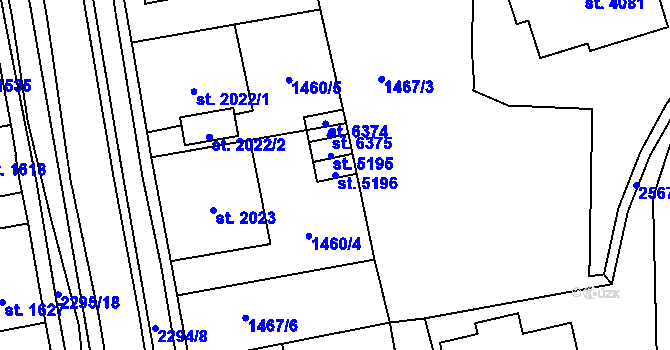 Parcela st. 5196 v KÚ Beroun, Katastrální mapa