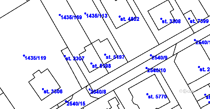 Parcela st. 5197 v KÚ Beroun, Katastrální mapa