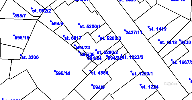 Parcela st. 5200/2 v KÚ Beroun, Katastrální mapa