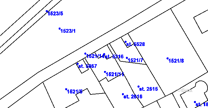 Parcela st. 5216 v KÚ Beroun, Katastrální mapa