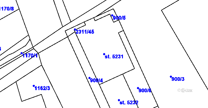 Parcela st. 5231 v KÚ Beroun, Katastrální mapa