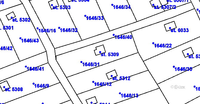 Parcela st. 5309 v KÚ Beroun, Katastrální mapa