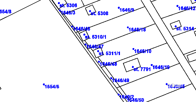 Parcela st. 5311/1 v KÚ Beroun, Katastrální mapa