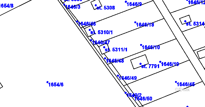 Parcela st. 5311/2 v KÚ Beroun, Katastrální mapa