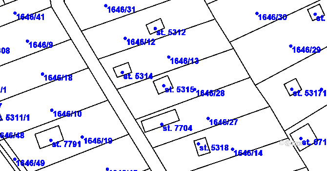Parcela st. 5315 v KÚ Beroun, Katastrální mapa
