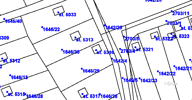 Parcela st. 5316 v KÚ Beroun, Katastrální mapa