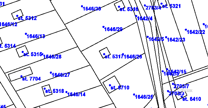 Parcela st. 5317 v KÚ Beroun, Katastrální mapa