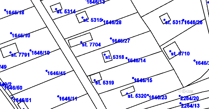 Parcela st. 5318 v KÚ Beroun, Katastrální mapa