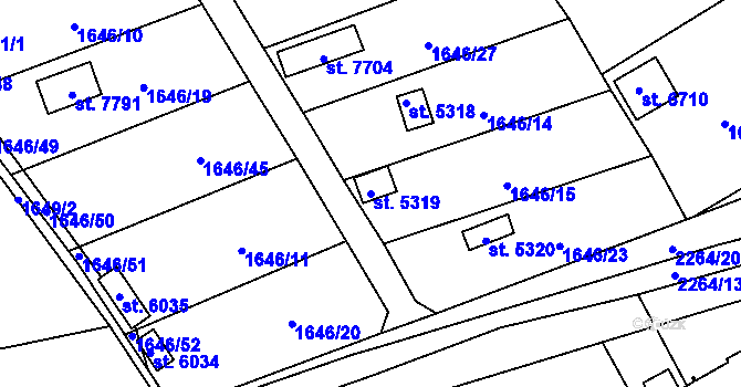 Parcela st. 5319 v KÚ Beroun, Katastrální mapa