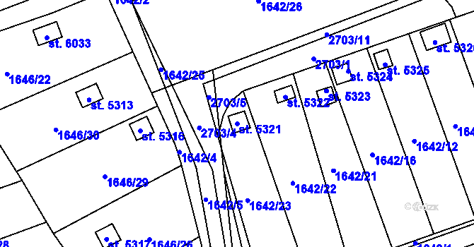 Parcela st. 5321 v KÚ Beroun, Katastrální mapa
