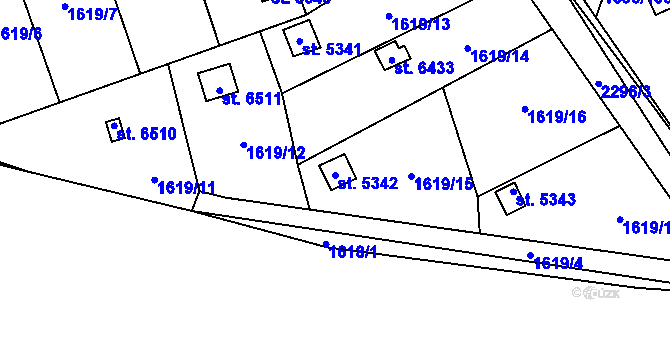 Parcela st. 5342 v KÚ Beroun, Katastrální mapa