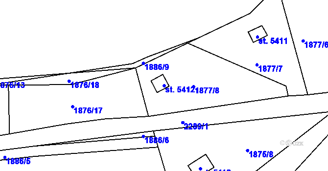 Parcela st. 5412 v KÚ Beroun, Katastrální mapa