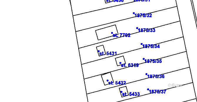 Parcela st. 5431 v KÚ Beroun, Katastrální mapa