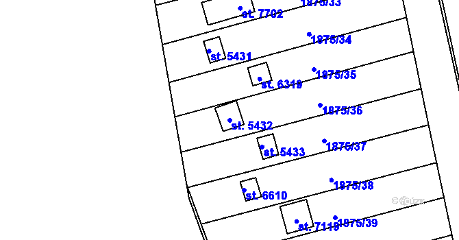 Parcela st. 5432 v KÚ Beroun, Katastrální mapa