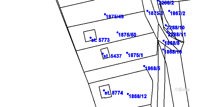 Parcela st. 5437 v KÚ Beroun, Katastrální mapa