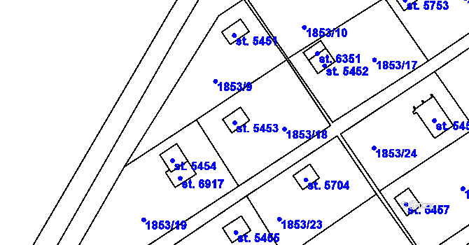 Parcela st. 5453 v KÚ Beroun, Katastrální mapa