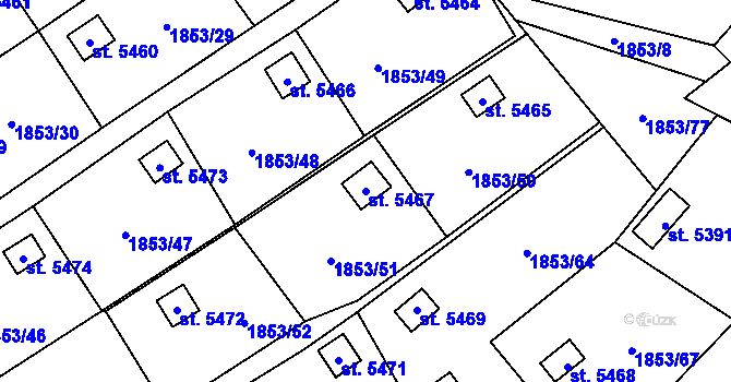 Parcela st. 5467 v KÚ Beroun, Katastrální mapa