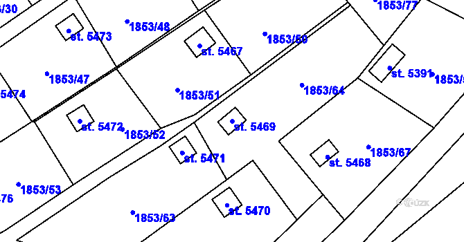 Parcela st. 5469 v KÚ Beroun, Katastrální mapa