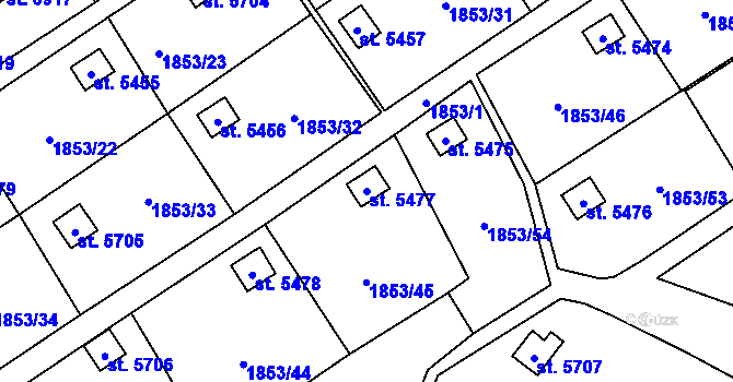 Parcela st. 5477 v KÚ Beroun, Katastrální mapa