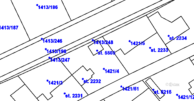 Parcela st. 5505 v KÚ Beroun, Katastrální mapa